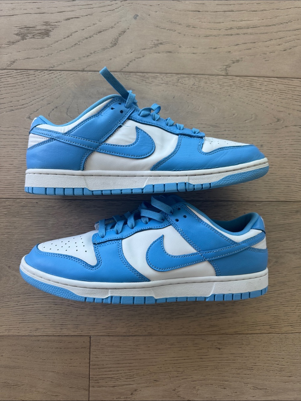 Nike Men’s Low-Top Sneakers in White and Light Blue- Real Dunks- Hardly Worn